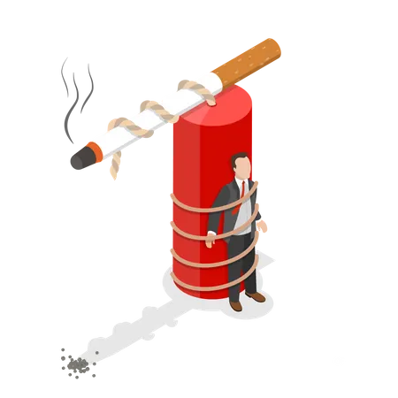 Smoking Addicted Person  Illustration