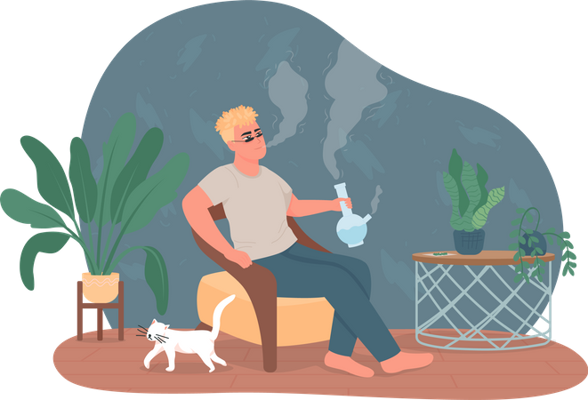 Smoking cannabis bong Illustration