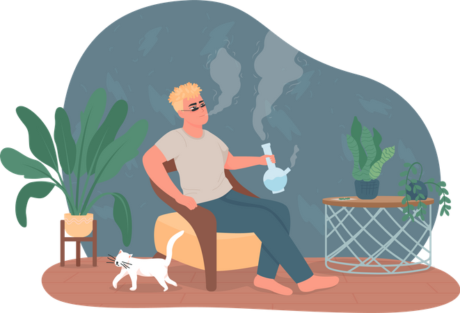 Smoking cannabis bong  Illustration