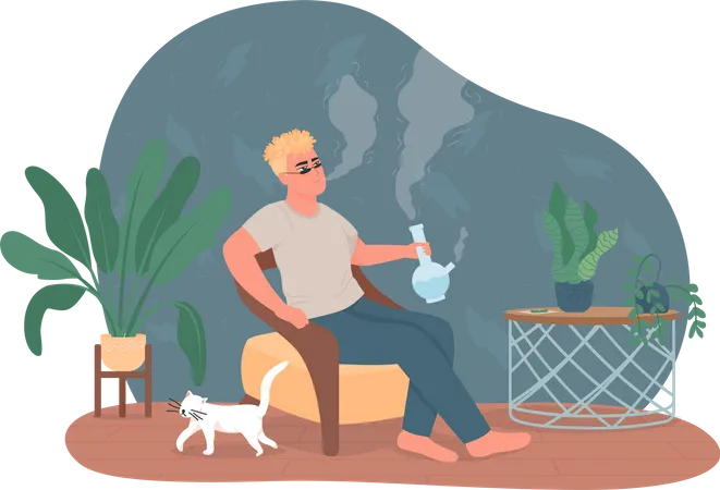 Smoking cannabis bong  Illustration