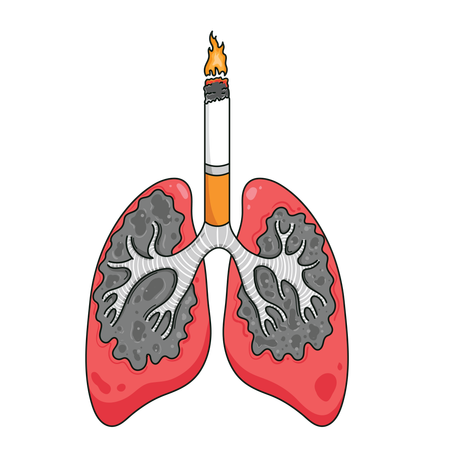 Smoking's Impact Lungs with Cigarette Center  Illustration