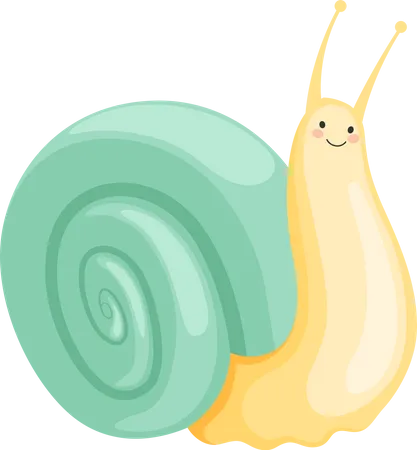 Snails Cartoon Characters Funny Insects Animals Illustration