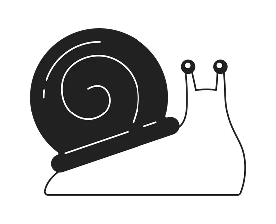 Snail With Big Golden Spiral Shell Monochrome Flat Vector Object Editable Black And White Thin Line Icon Simple Cartoon Clip Art Spot Illustration For Web Graphic Design Illustration