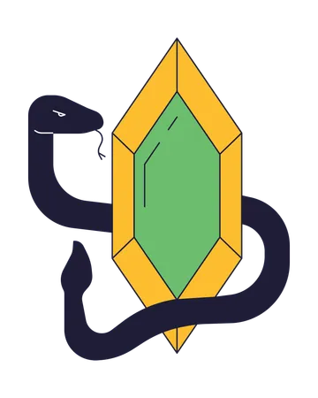 Snake around ancient diamond  Illustration