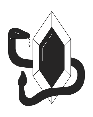 Snake around ancient diamond  Illustration