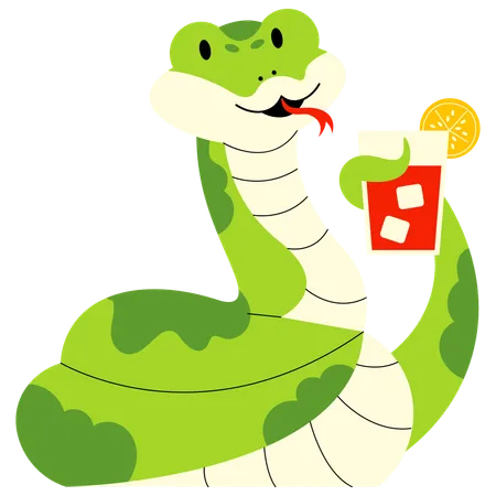 Snake Drinking  Illustration