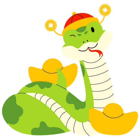 Snake Holding Gold  Illustration