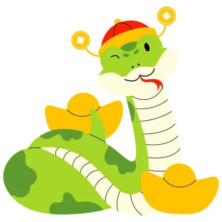 Snake Holding Gold  Illustration