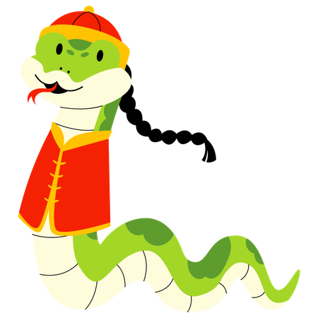 Snake Wearing Chinese Costume  Illustration