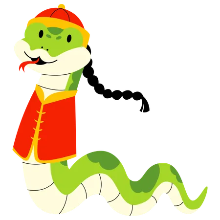 Snake Wearing Chinese Costume  Illustration