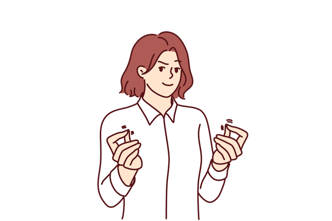Sneaky woman showing money gesture  Illustration