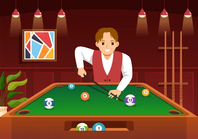 Snooker player playing Billiards Game  Illustration