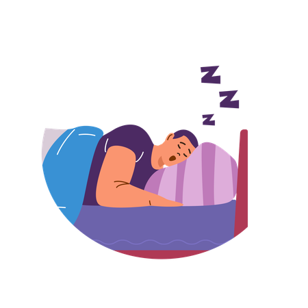 Snoring man in bed  Illustration