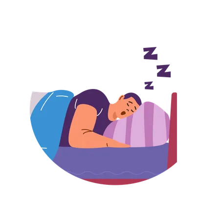 Snoring man in bed  Illustration