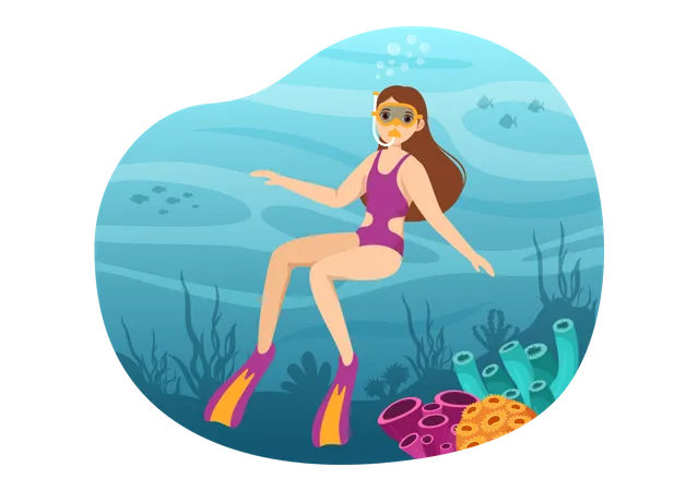 Snorkeling woman Illustration