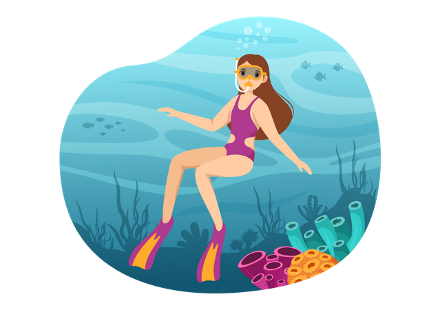 Snorkeling woman  Illustration