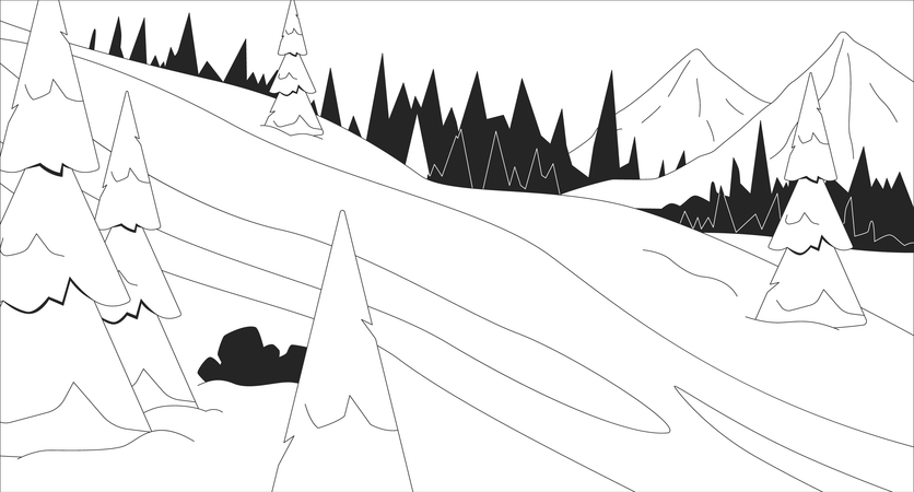 Snow covered hill slope  Illustration