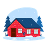 snow covered home illustrations