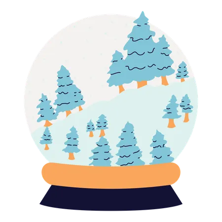 Snow globe with fir trees  Illustration