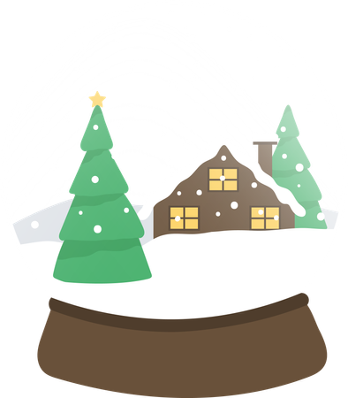 Snow Globe with Pine Tree and House Landscape  일러스트레이션