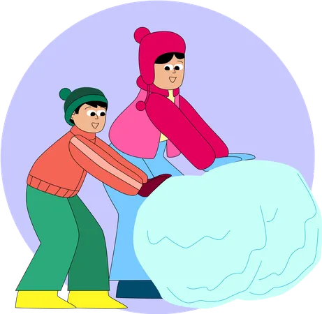 Snow Sculpture Teamwork  Illustration