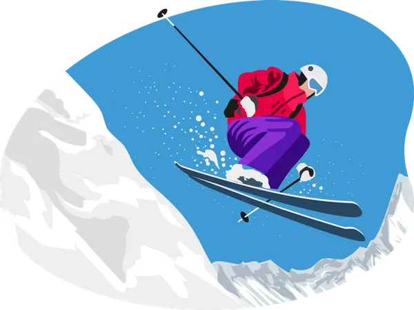 Snow Skiing Illustration