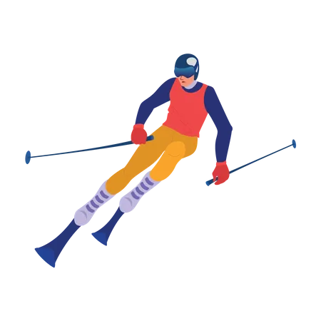Snow skiing Illustration