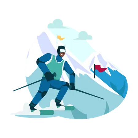 Snow Skiing  Illustration