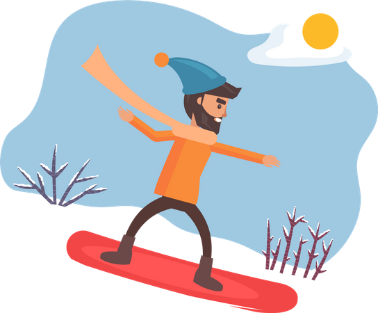 Snowboard masculin en descente  Illustration