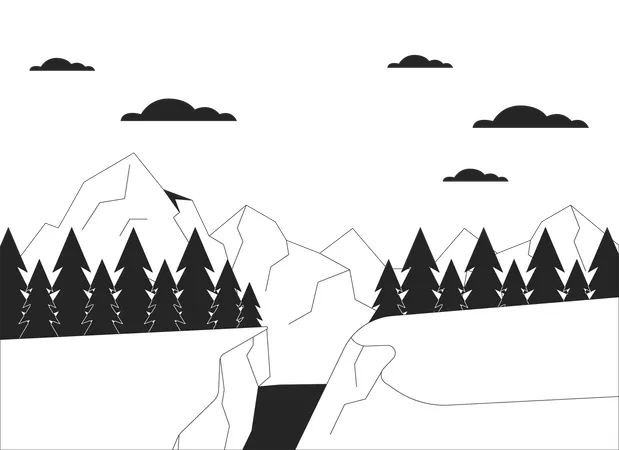 Snowboard jump area mountainside  Illustration