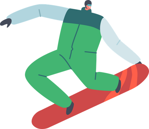 Snowboarder andando de snowboard  Ilustração