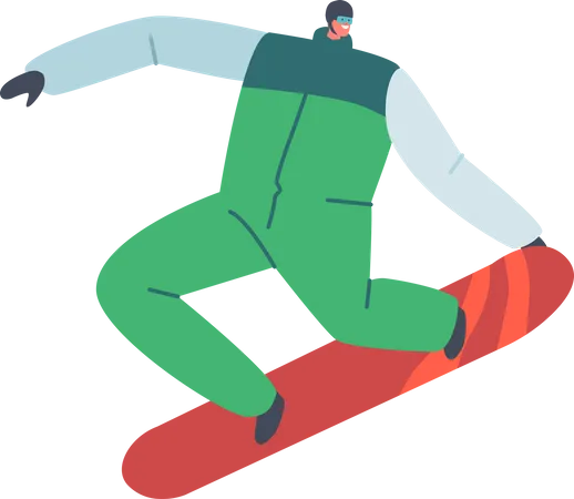 Snowboarder andando de snowboard  Ilustração