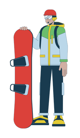 Snowboarder em pé com capacete  Ilustração