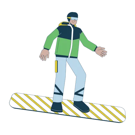 Snowboarder mâle latino-américain  Illustration