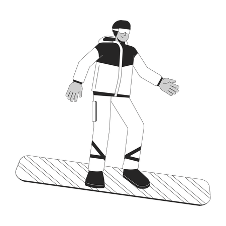 Snowboarder mâle latino-américain  Illustration