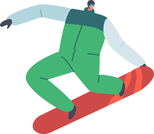 Feliz Snowboarder Montando Snowboard Aislado Sobre Fondo Blanco Deportes De Vacaciones De Invierno Entretenimiento De Actividades De Viajes Diversion Deportista En La Estacion De Esqui Yendo Cuesta Abajo Ilustracion De Vector De Personas De Dibujos Animados Ilustración