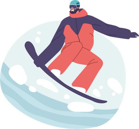 Snowboarding Activity on Mountain Ski Resort  Illustration