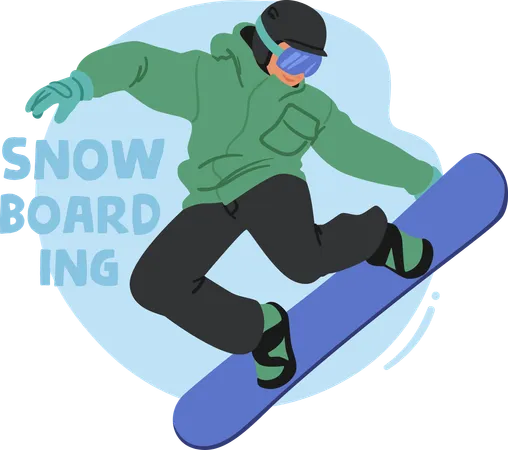 Character Navigates Downhill Slopes And Perform Thrilling Tricks In A Snowboarding Exhilarating Winter Sport Rider Carve Through Snow Covered Slopes On A Single Board Blending Skill And Style Illustration
