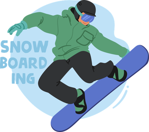 Snowboarding Exhilarating  Illustration