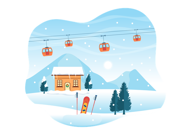 Snowboarding station  Illustration