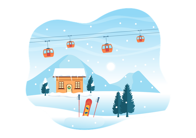 Snowboarding station  Illustration