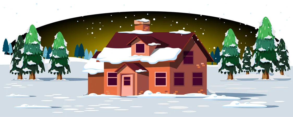 Snowfall Scene  Illustration