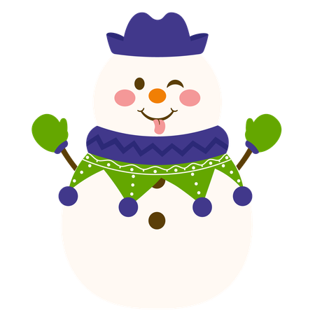 Snowman Cowboy Hat  Illustration