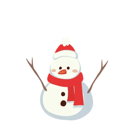 Snowman created by kids  Illustration