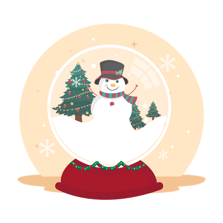 Snowman crystal ball  Illustration