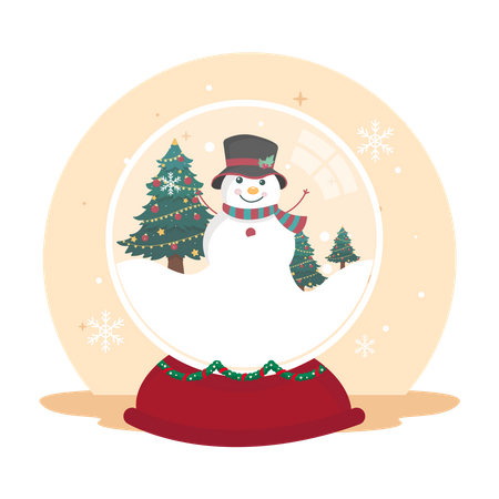 Snowman crystal ball  Illustration