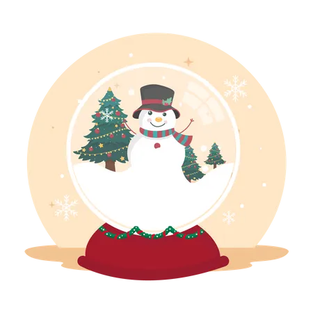 Snowman crystal ball  Illustration