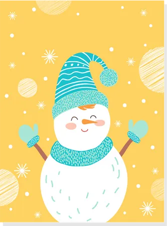 Snowman enjoying winter season  Illustration