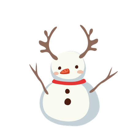 Snowman having reindeer's horn  Illustration