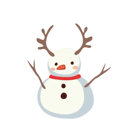 Snowman having reindeer's horn  Illustration